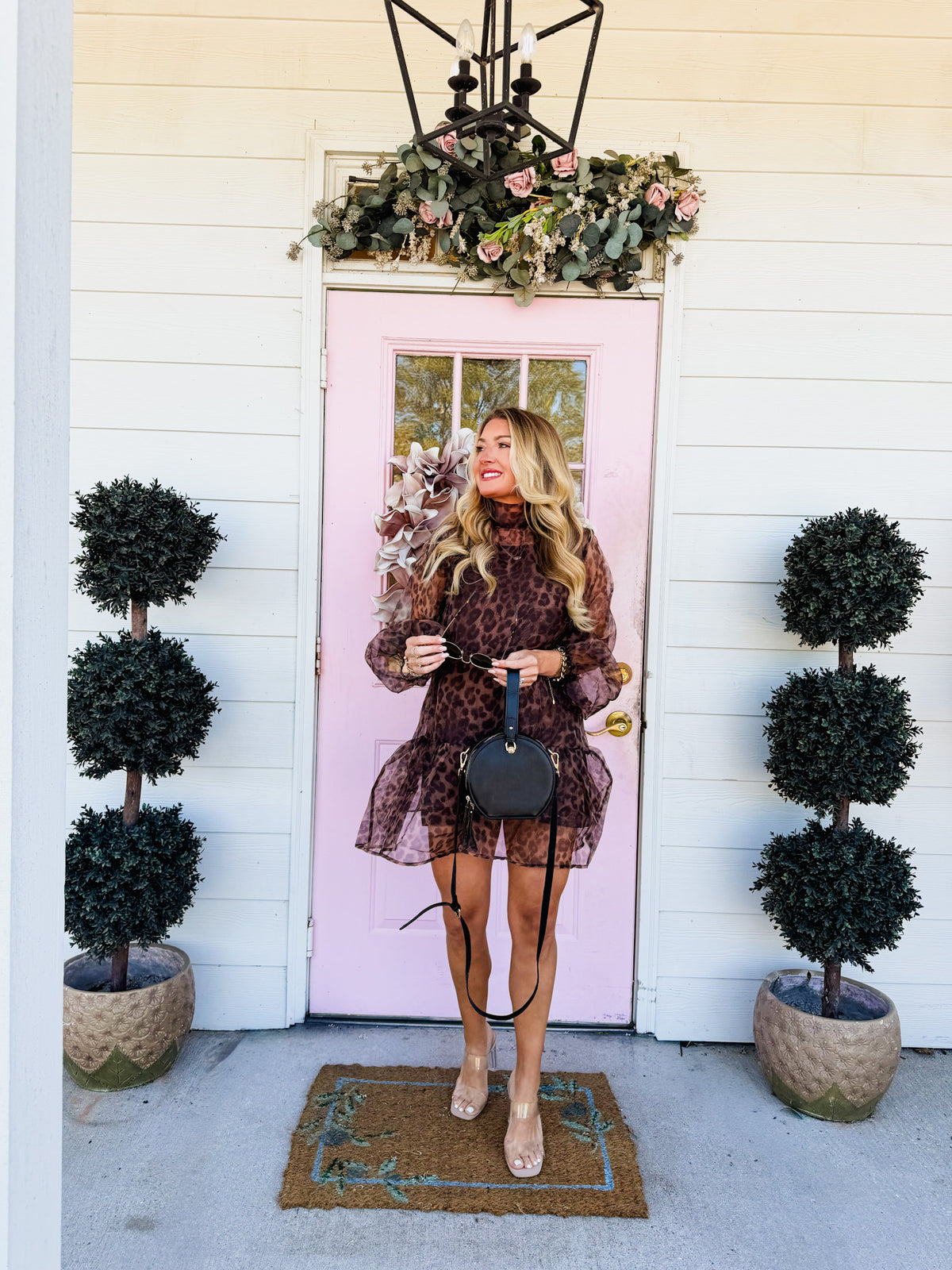Ask Again Sheer Overlay Mesh Leopard Dress - Animal