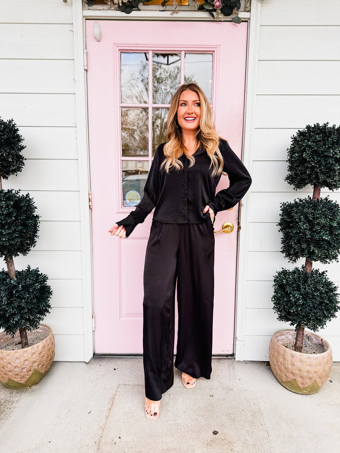 Z Supply Ana Satin Top - Black