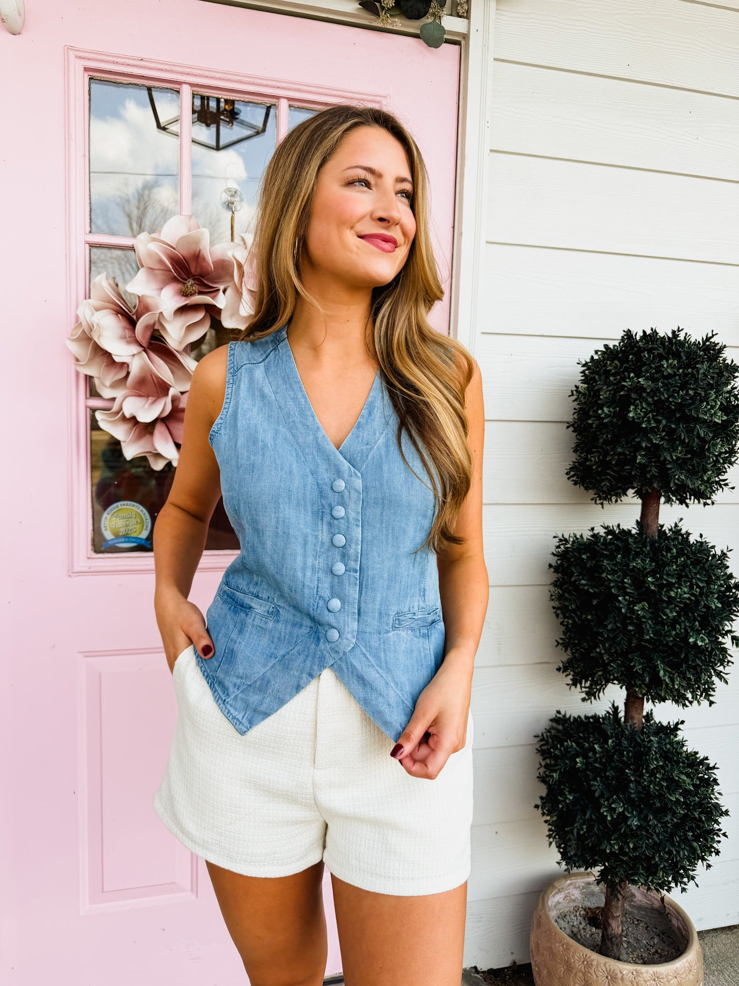 Elan Country Time Sleeveless Vest - Blue
