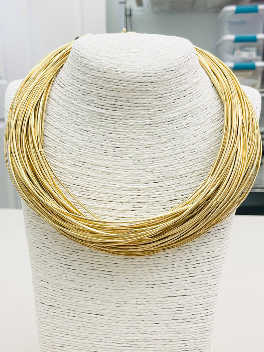 Chic Leatherette Strand Necklace - Gold