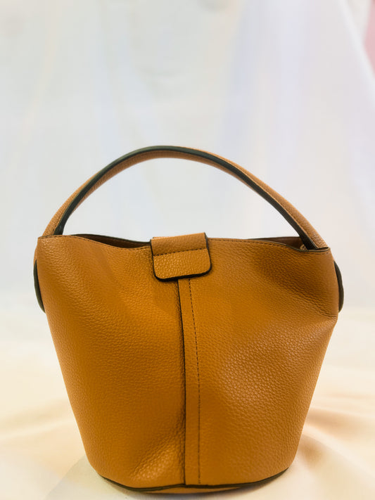 Jen & Co Farrah Bucket Bag w/ Top Handle & Inner Bag - Tan