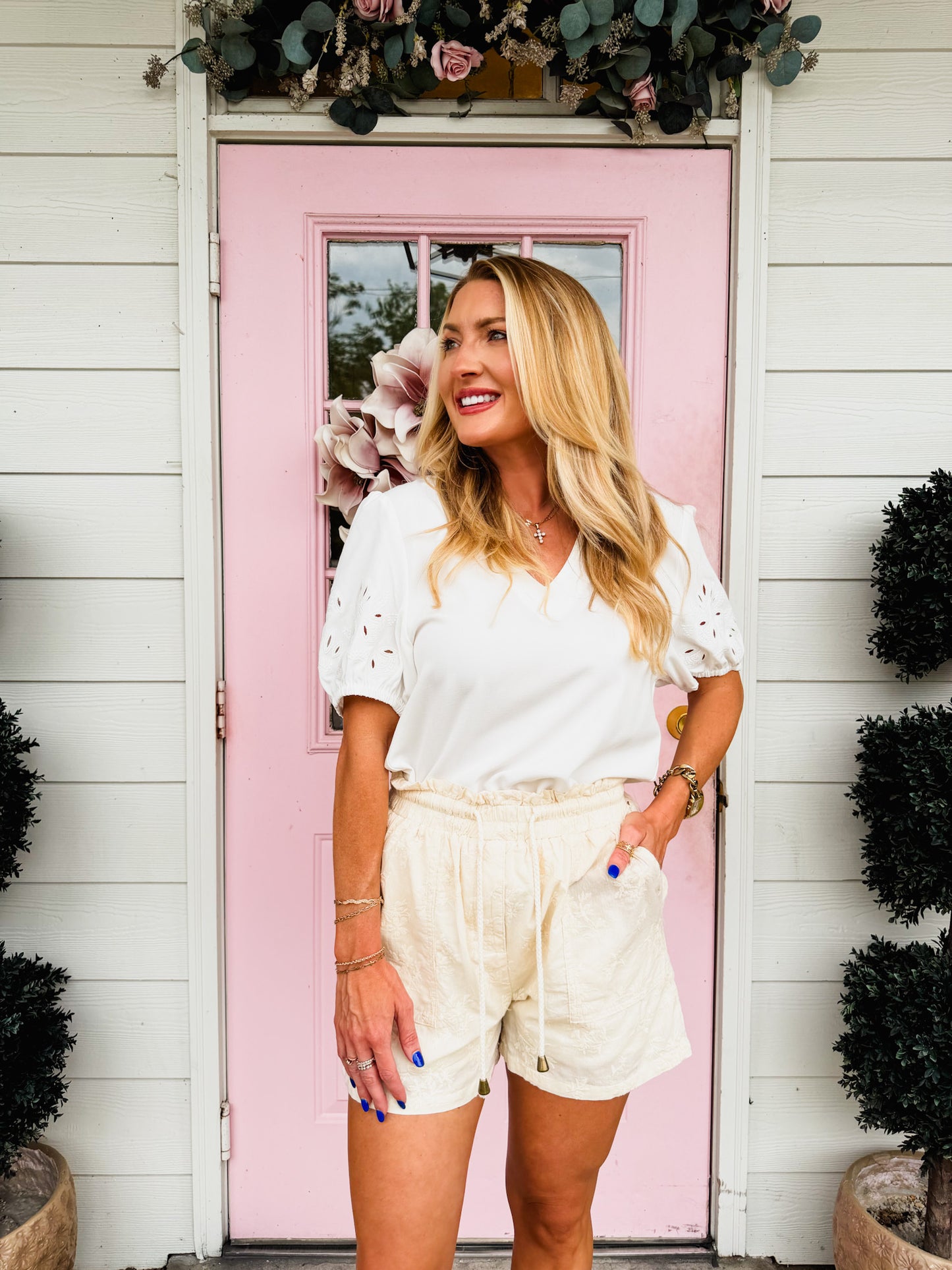 Another Love Audra Drawstring Short - White