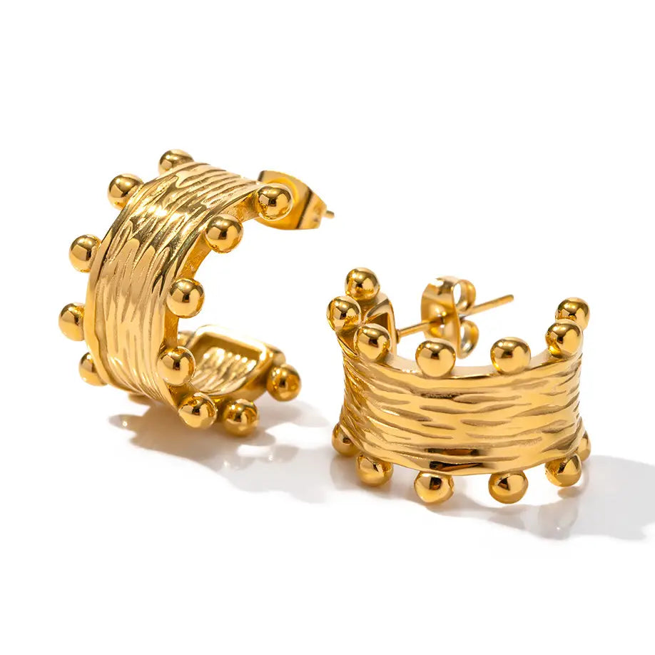 Crown Textured Hoop Earrings