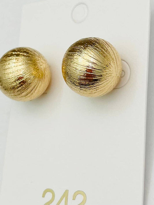 Chic Chunky Ball Stud Earrings - Brushed Gold