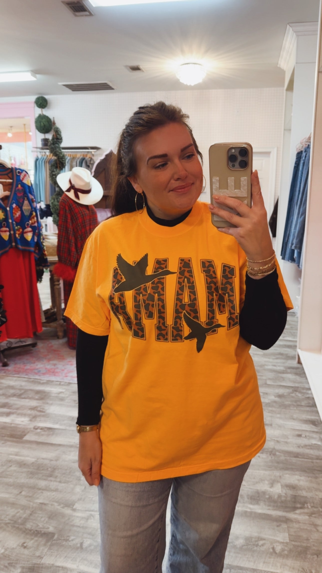 Mama Camo Duck Tee - Bright Orange