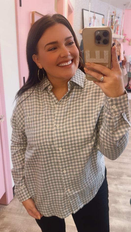 Z Supply River Plaid Button Up - Emerald Cove