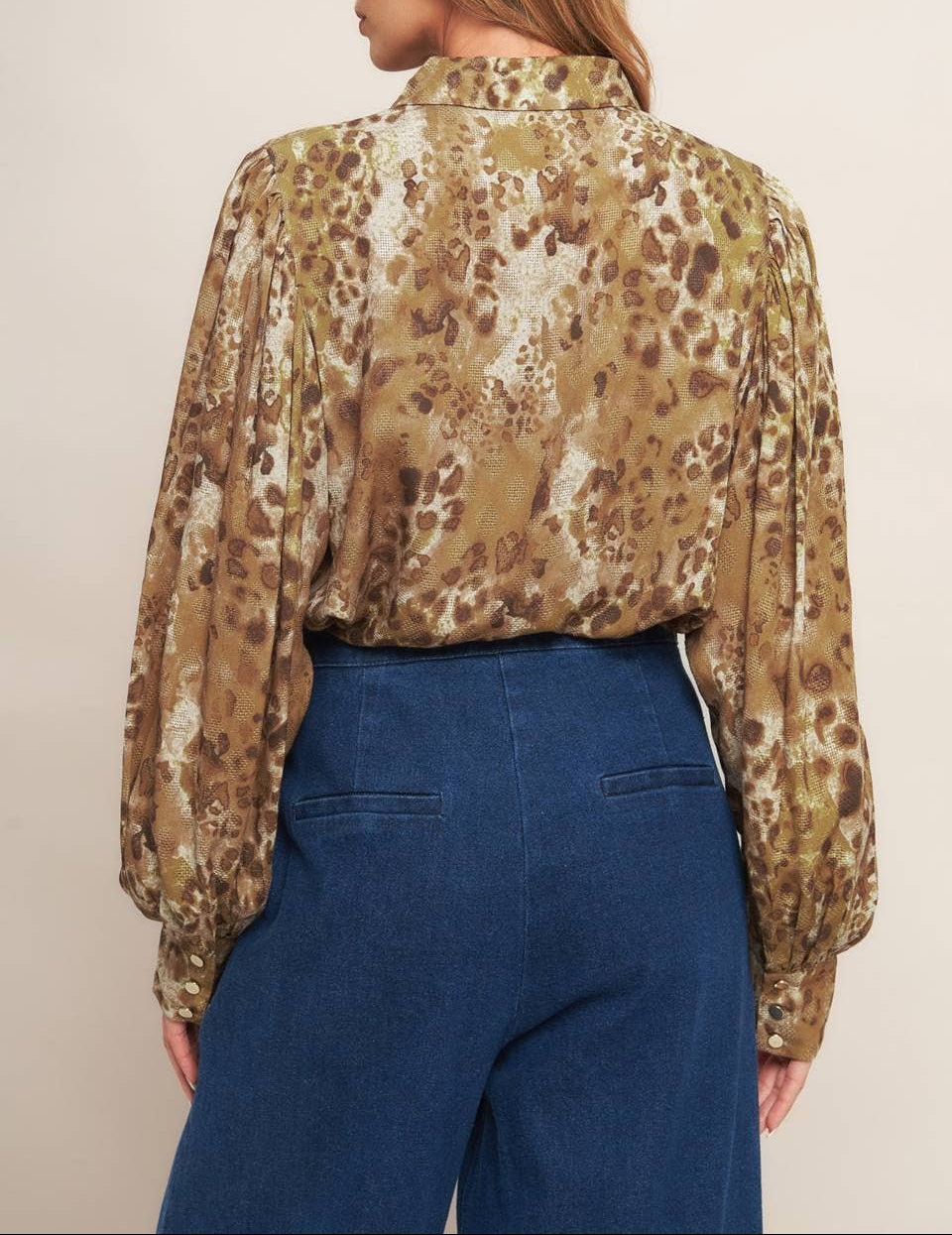 Winning Status Collared Button Down Top - Taupe Brown