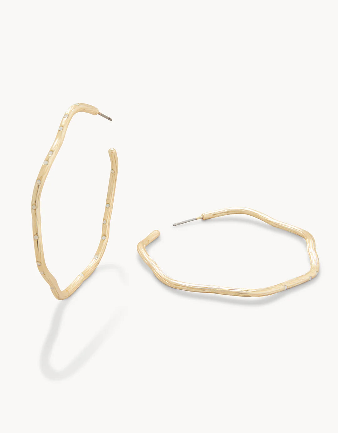 Sand Bar Wave Hoop Earrings 50mm White Opal by Spartina 449