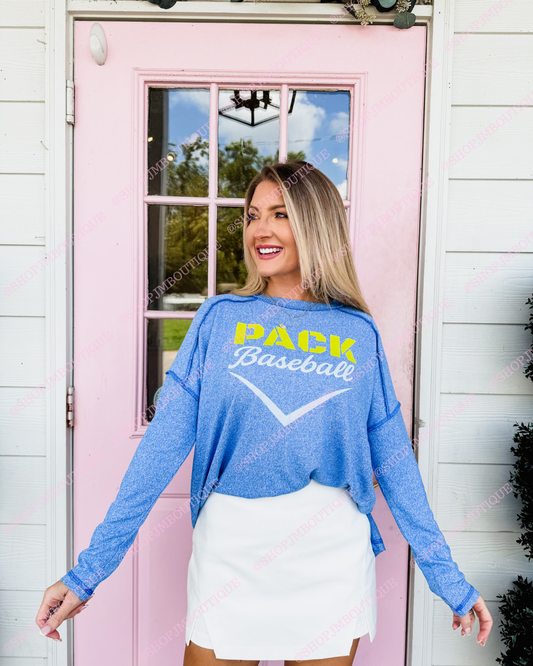 PRE ORDER Design 40 - Women's Exposed Seam Tee - Ocean Blue