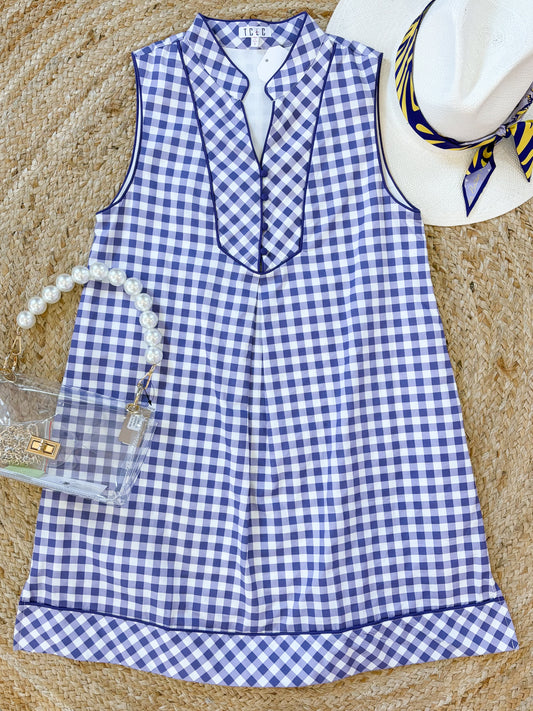 Magnolia Lane Gingham Sleeveless Dress - Purple