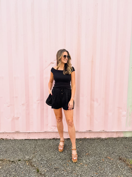 Z Supply Second Skin Off Shoulder Top - Black