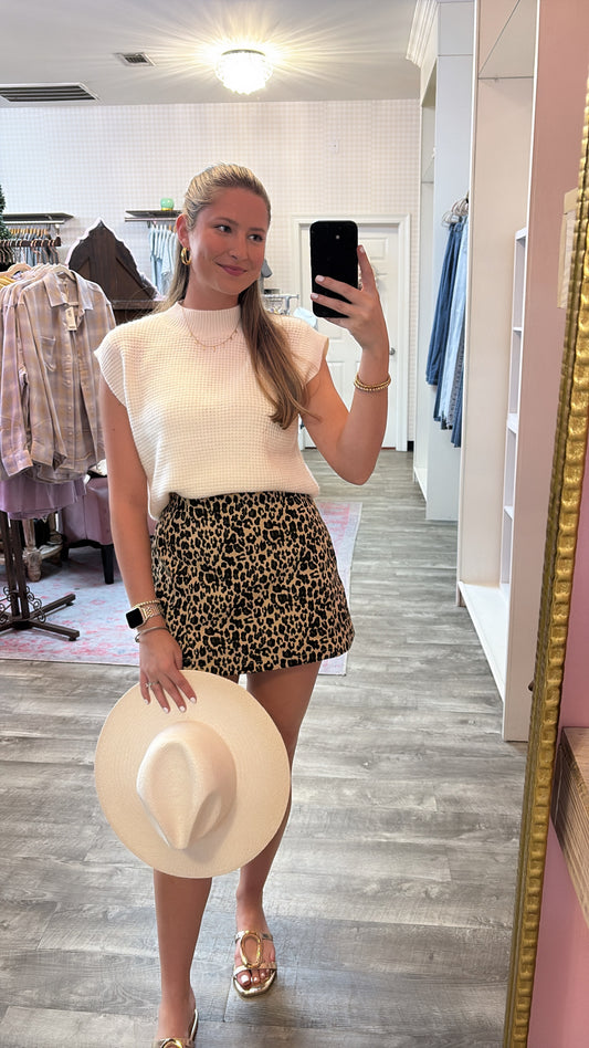 Wild Child Animal Print Skort - Taupe