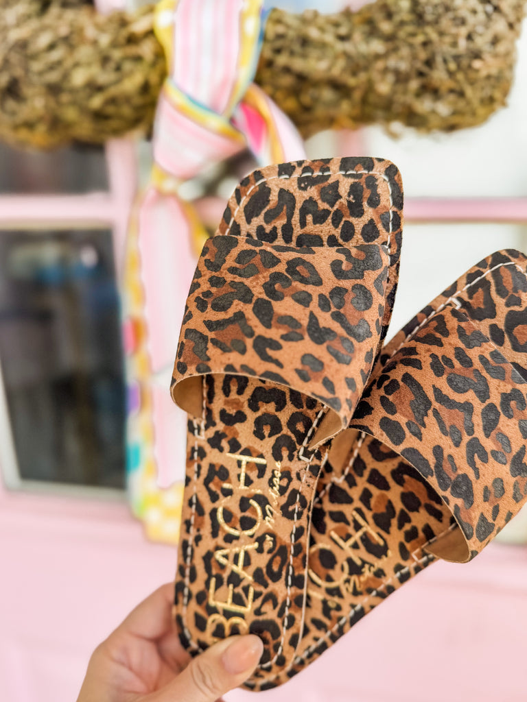 Beach Bali Slide Sandal - Tan Leopard