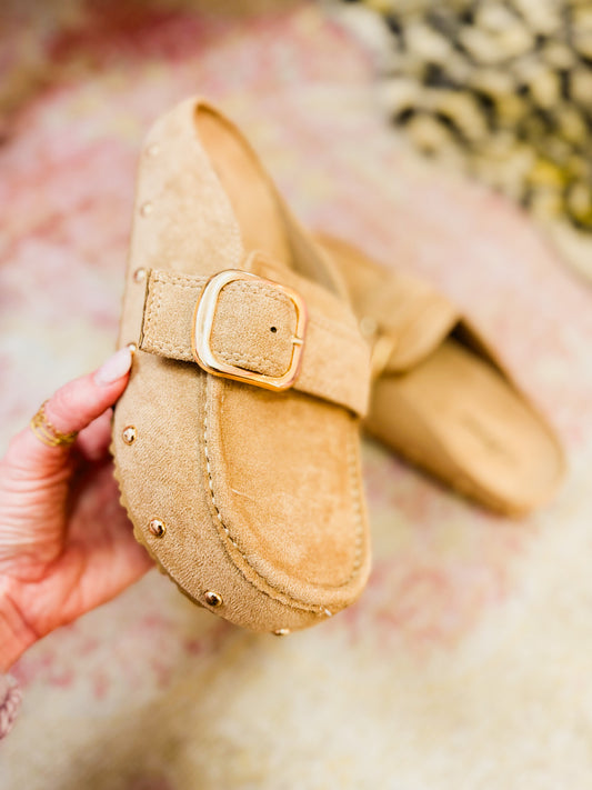 Londres-04 Buckled Stud Mule - Bone