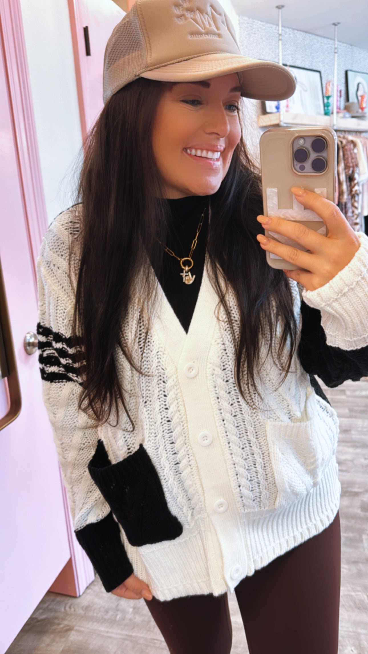 Elan Color Block Sweater Cardigan