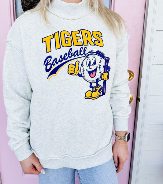 Tigers Baseball Mock Sweatshirt - Heather Grey