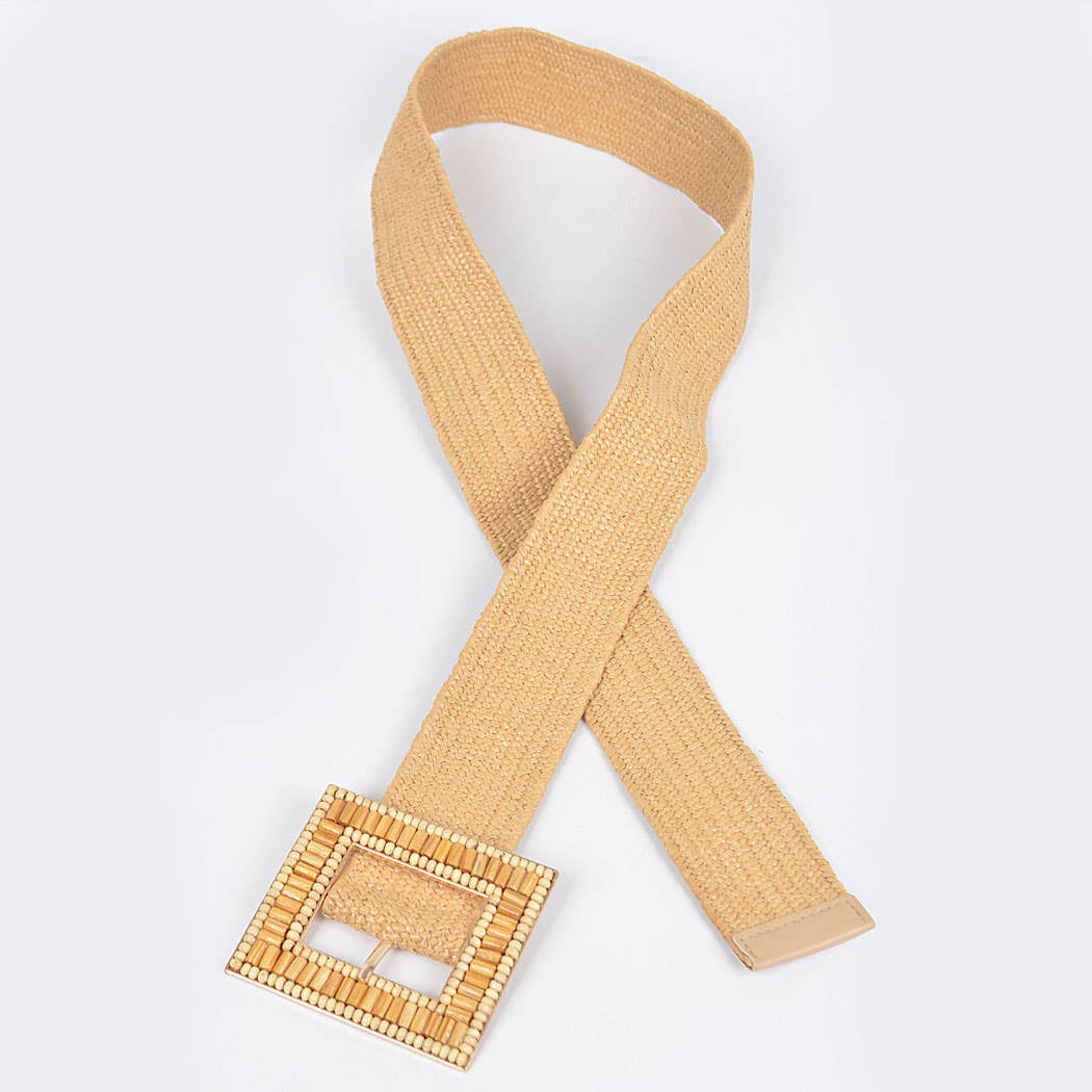 Handmade Buckle Elastic Belt - Khaki