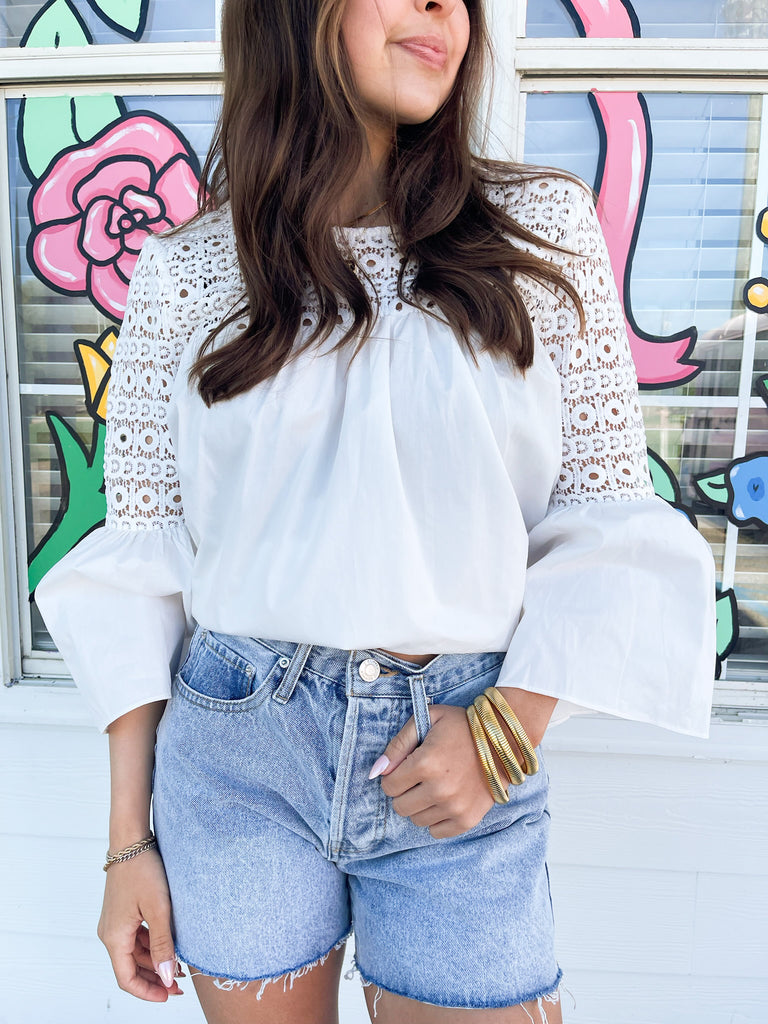 In The Details Lace Bell Sleeve Top