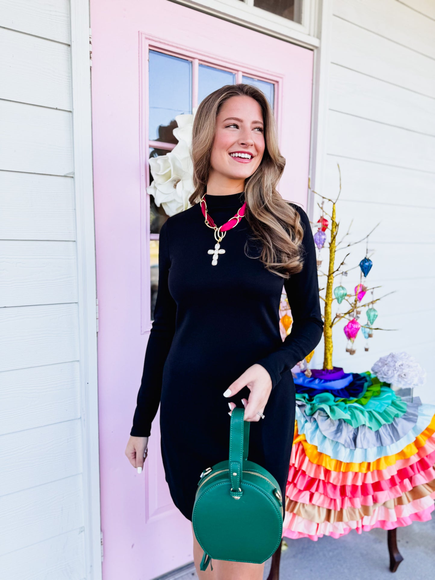 Hustle High Mock Neck Knit Mini Dress - Black