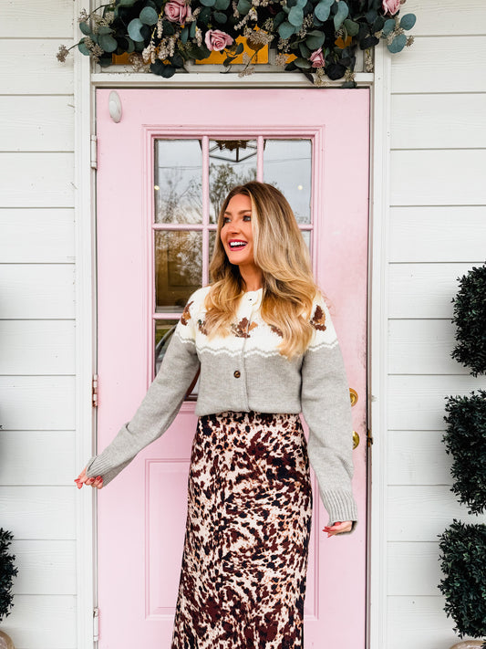 Gone Country Duck Cardigan - Heather Grey