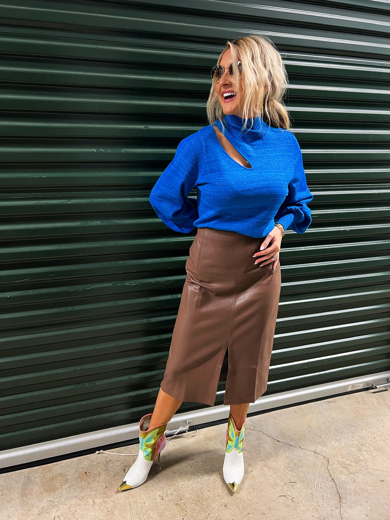 Say No More Faux Leather Pencil Skirt