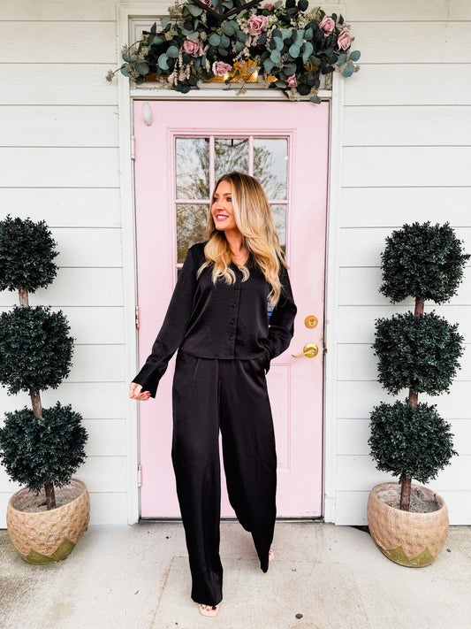 Z Supply Ana Satin Top - Black