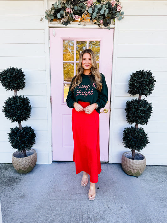 Z Supply Northpointe Midi Skirt - Festive Red