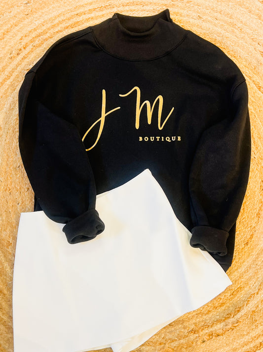 JM Mock Neck Sweatshirt - Black