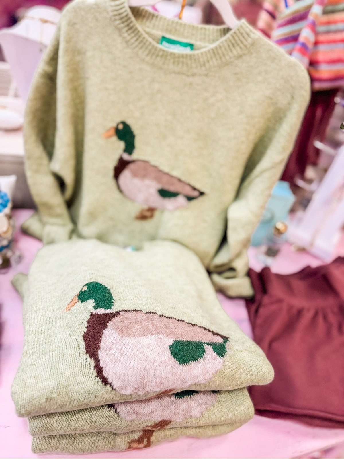 The One Duck Motif Sweater - Matcha