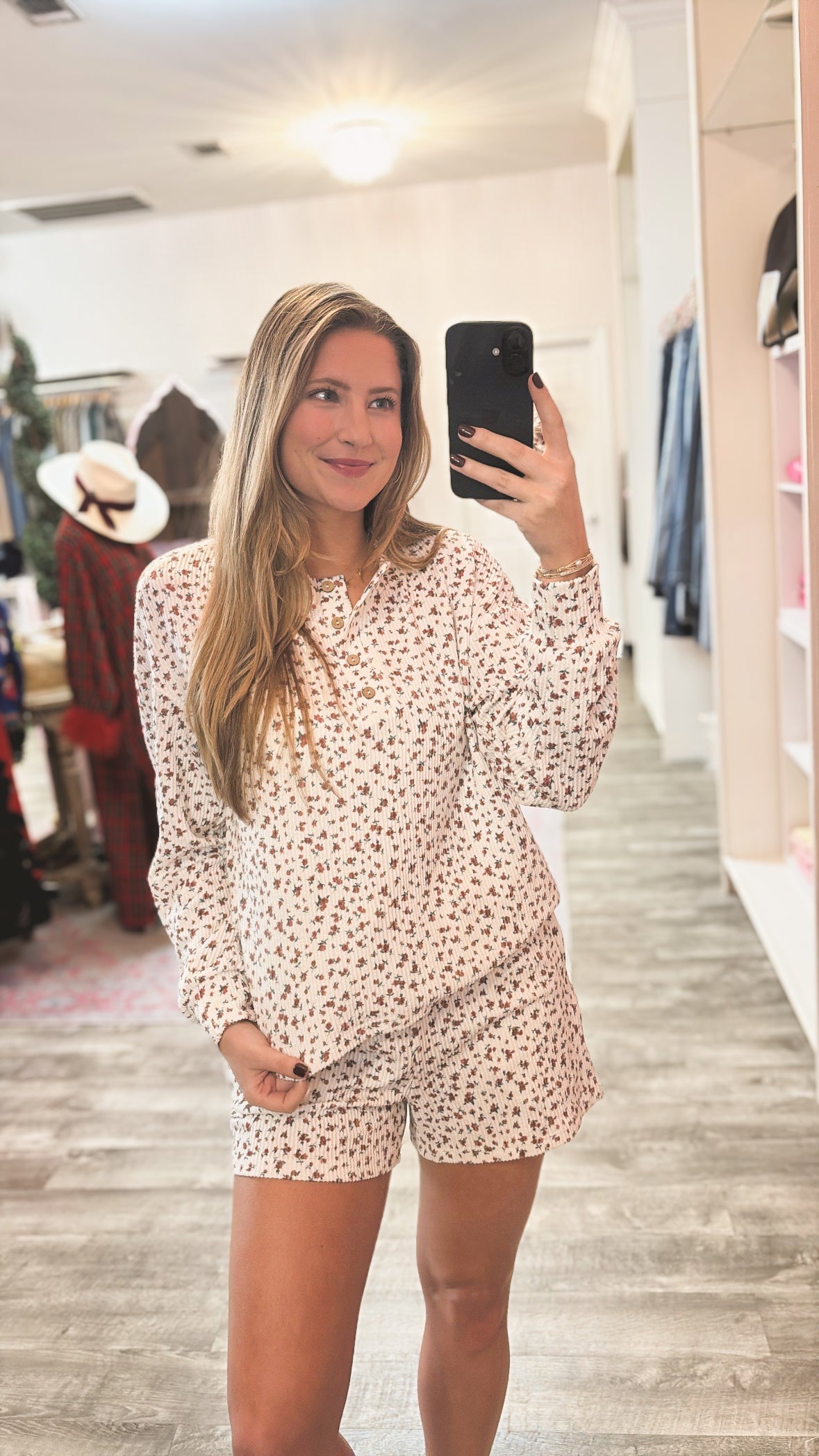 DAY 11 - Floral 2-Piece PJ Short Set - Cream