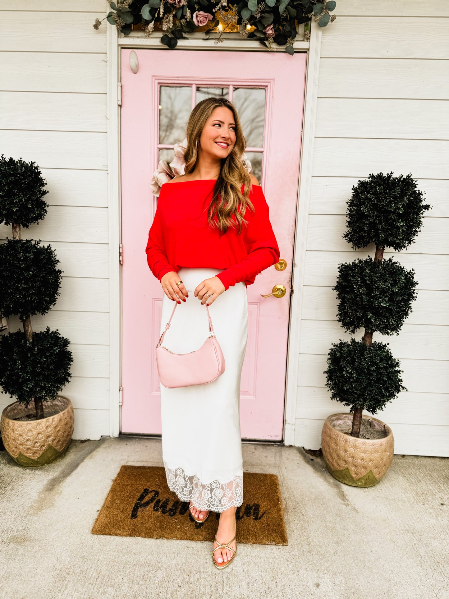 The Anywhere Off Shoulder Top - Red