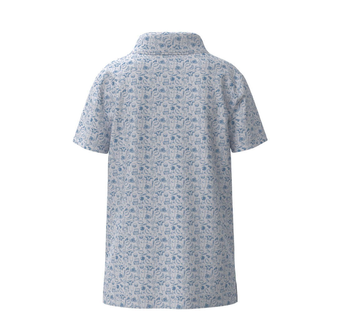 SSCO Youth Biggest Fan Printed Polo - Powder Blue