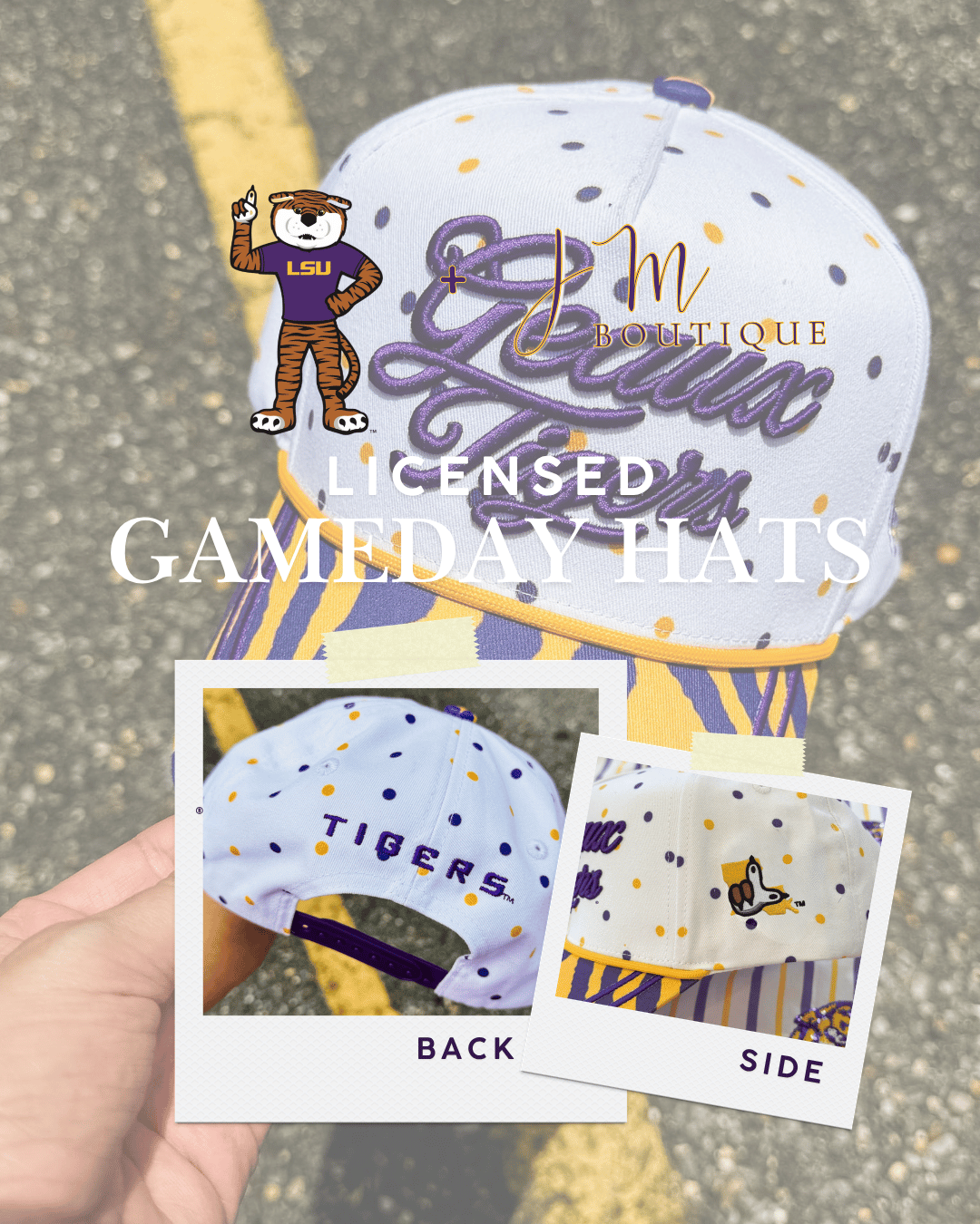 LSU Licensed Script Geaux Tigers Hat - Polka Dot/Tiger Print