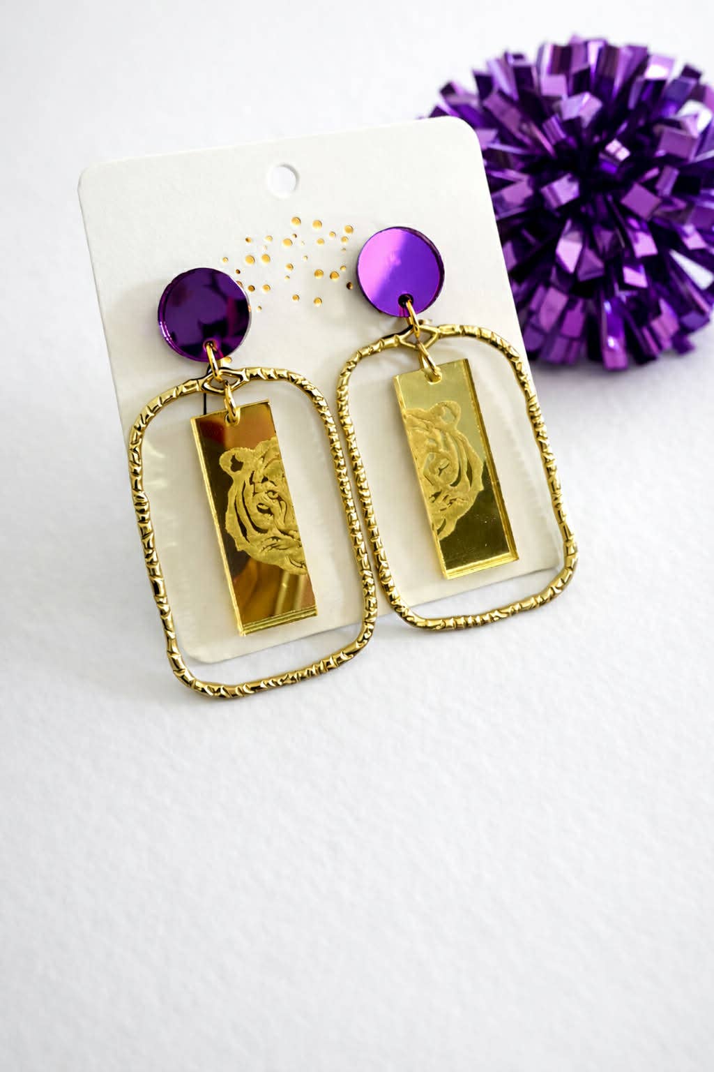 Purple Pride Tiger Earrings