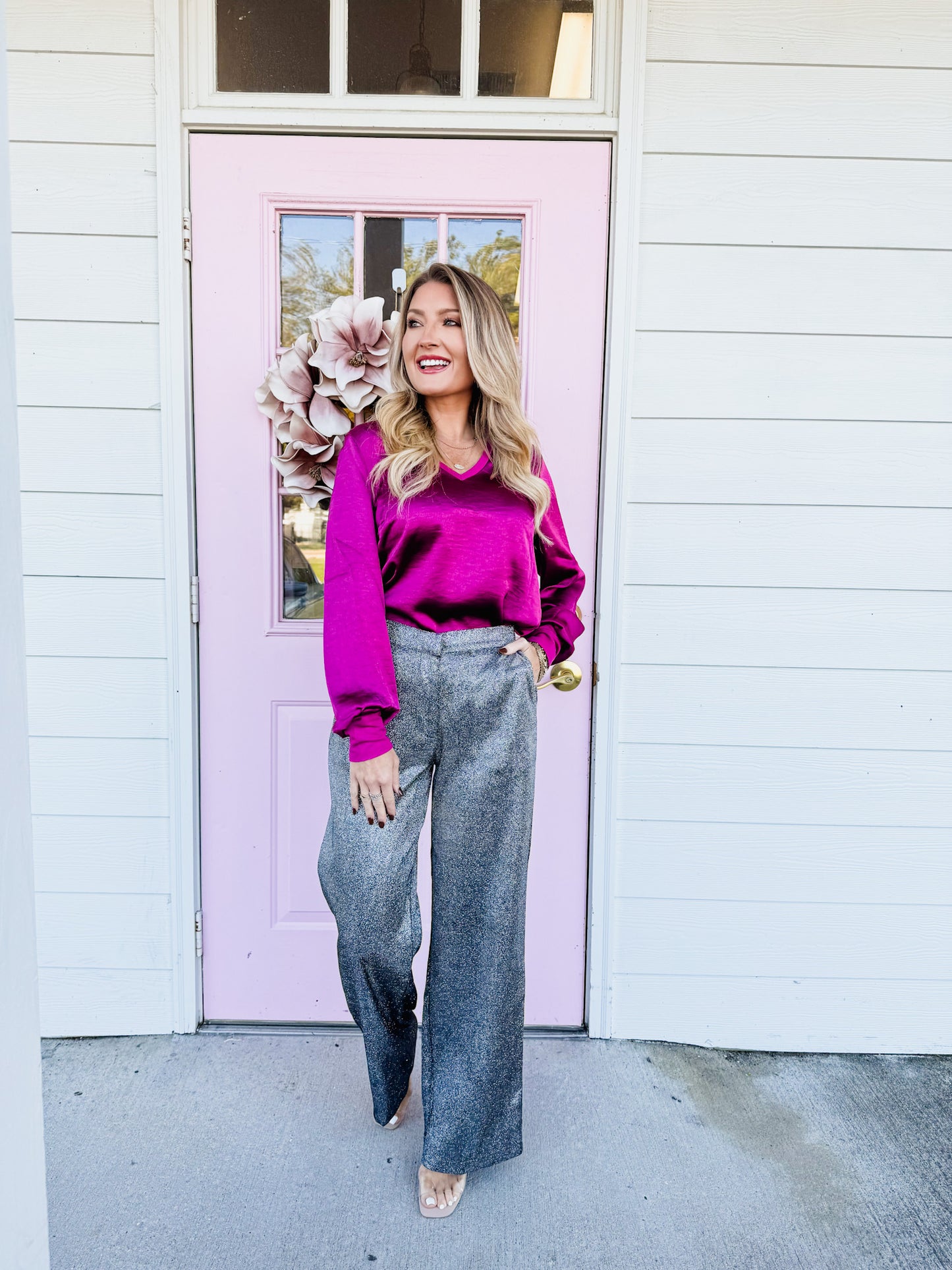 Another Love Bishop Elastic Waist Pants - Disco