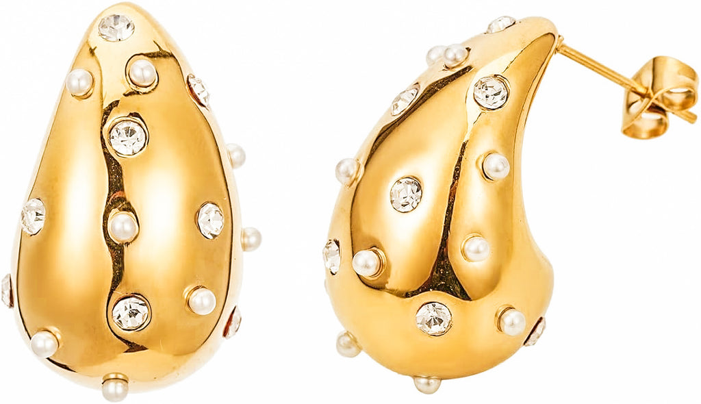Luxury Tear Drop Pearl Stud Earrings