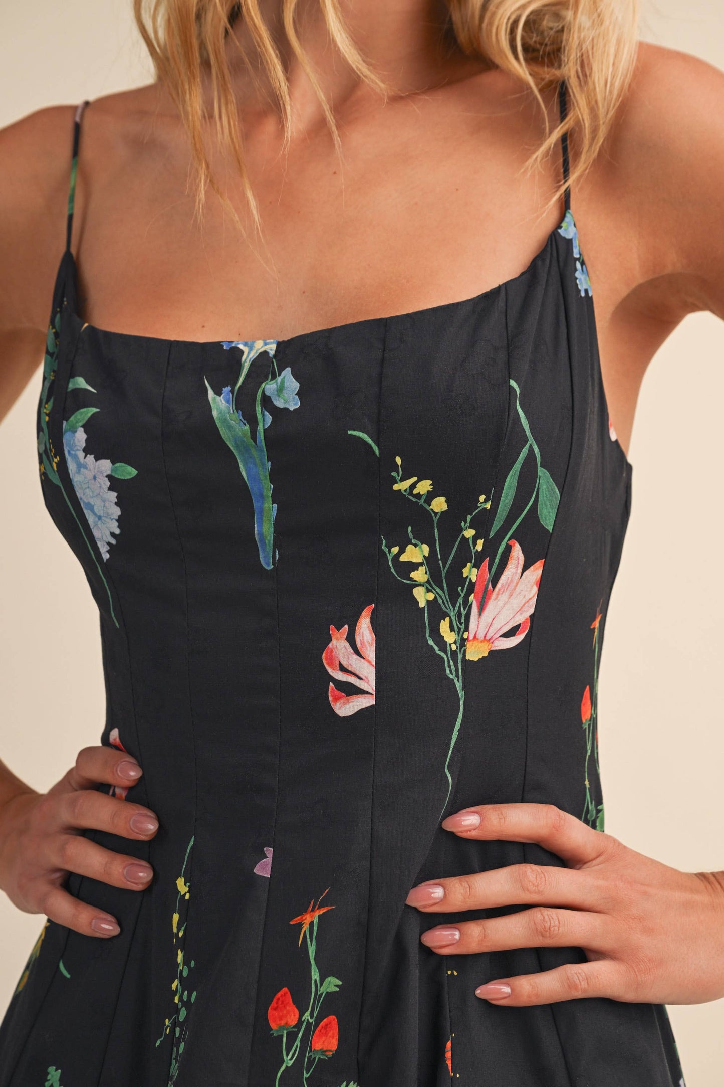 Worth It Floral Printed Sleeveless Flared Maxi Dress - Black