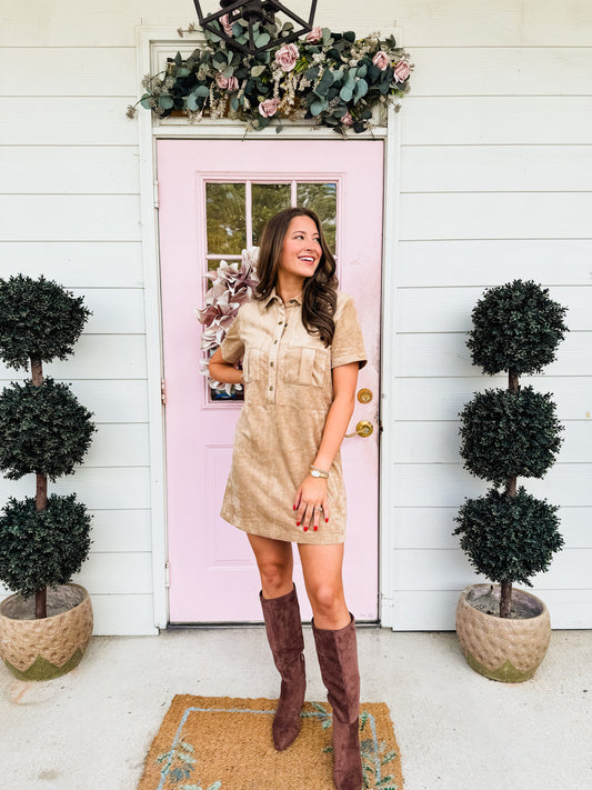 Z Supply Leone Suede Mini Dress - Light Sand