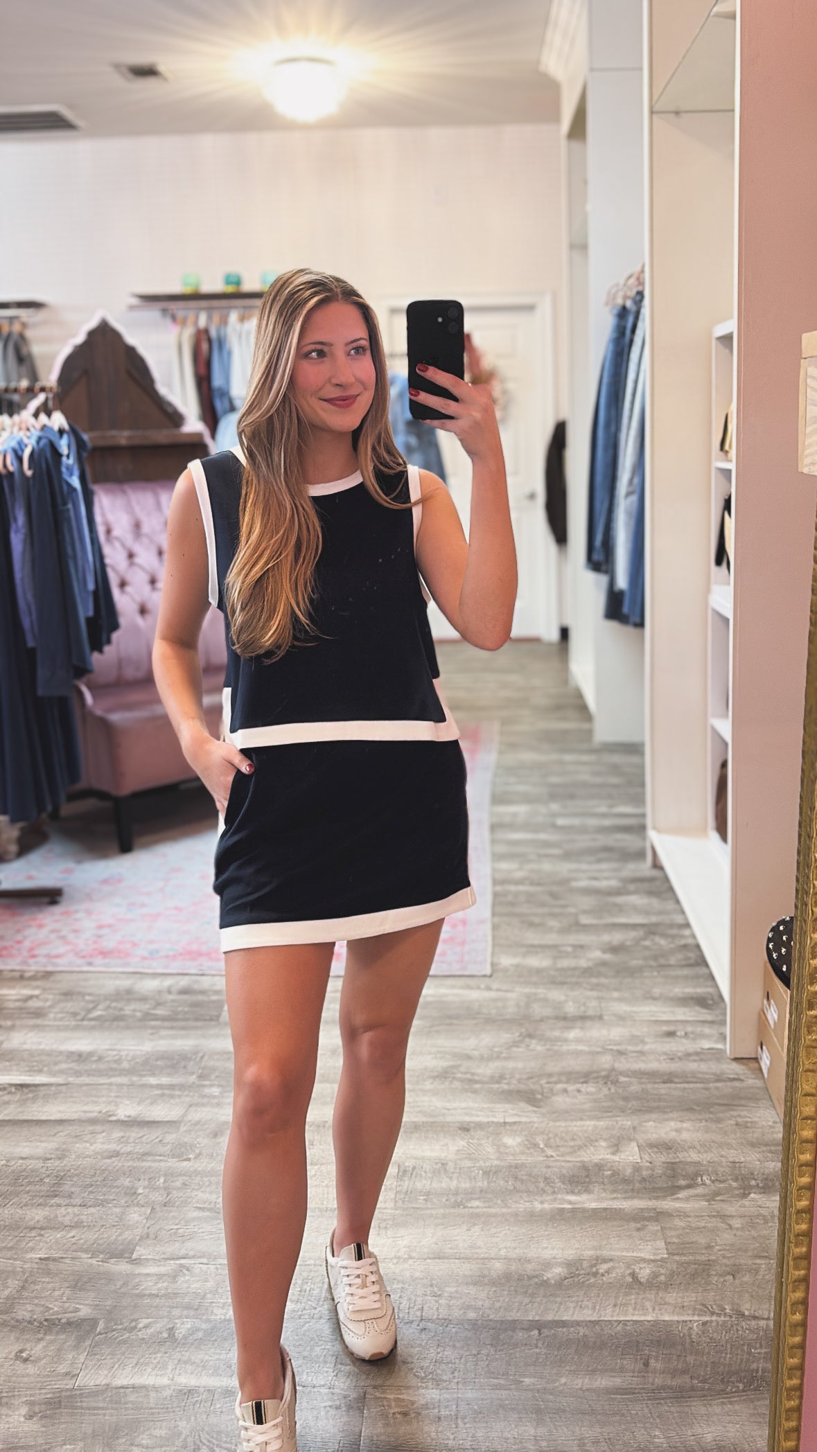 Top Tier Knit Button Detail Tank - Navy