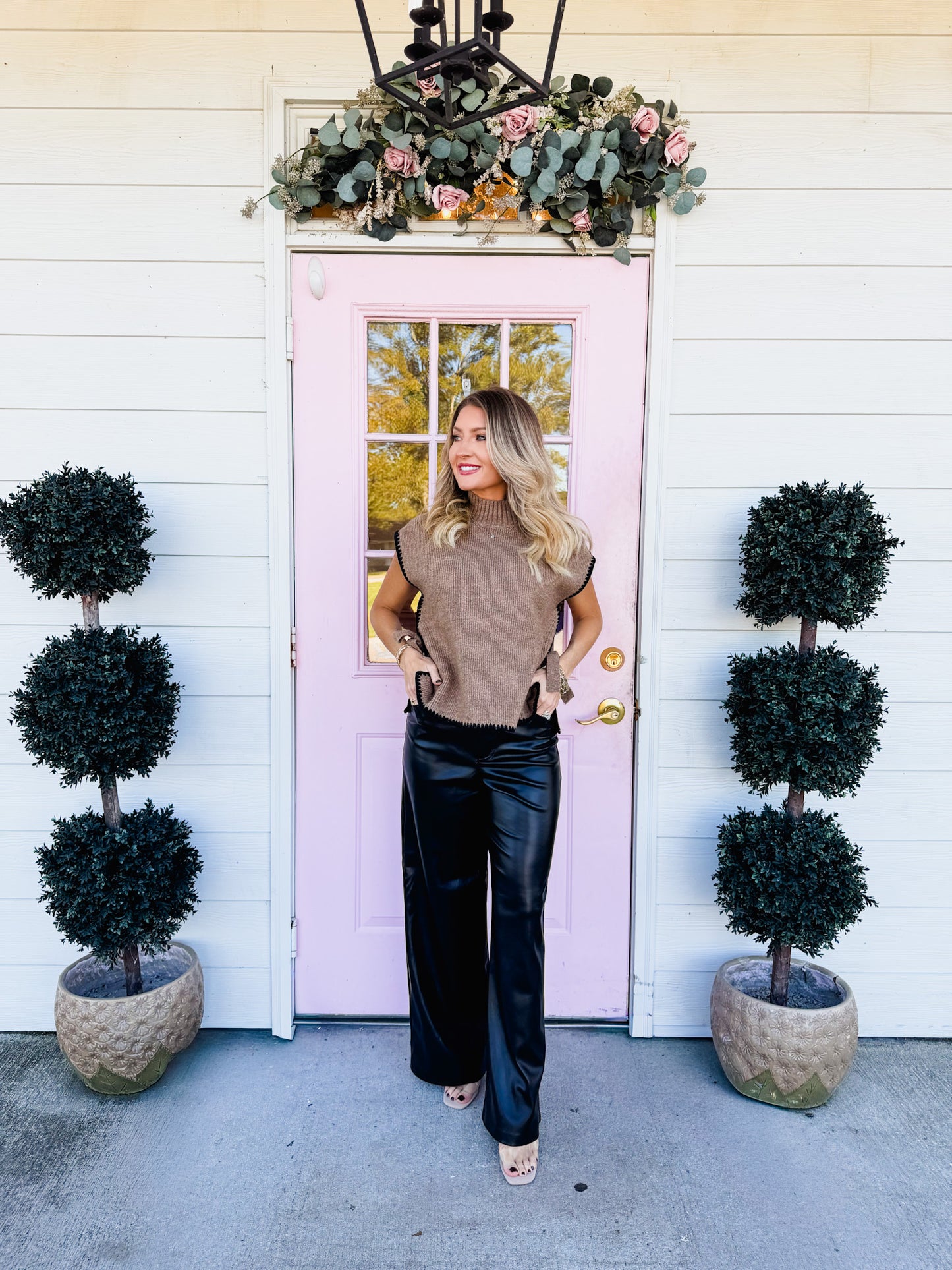 Z Supply Marli Wide Leg Leather Pant - Black