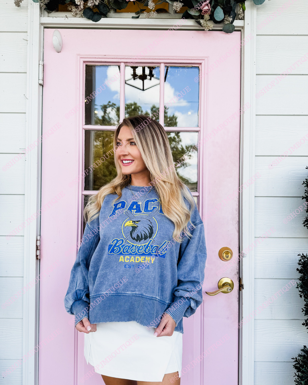 PRE-ORDER Design 18 - Women's Acid Wash Pullover - Dusty Blue