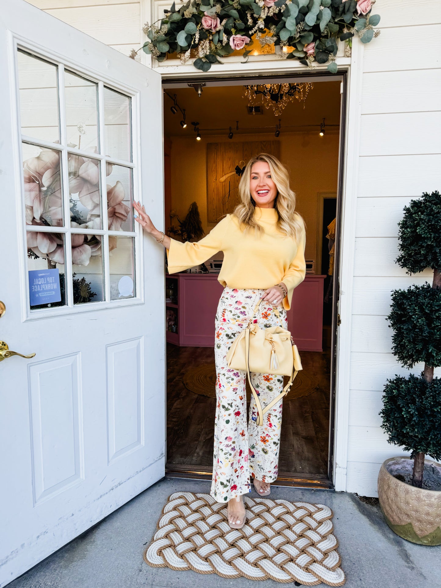 More Than Botanical Wide Leg Pant - Cream Red