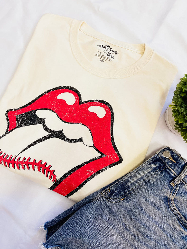 Rolling Stones Baseball Oversized Distressed Tee