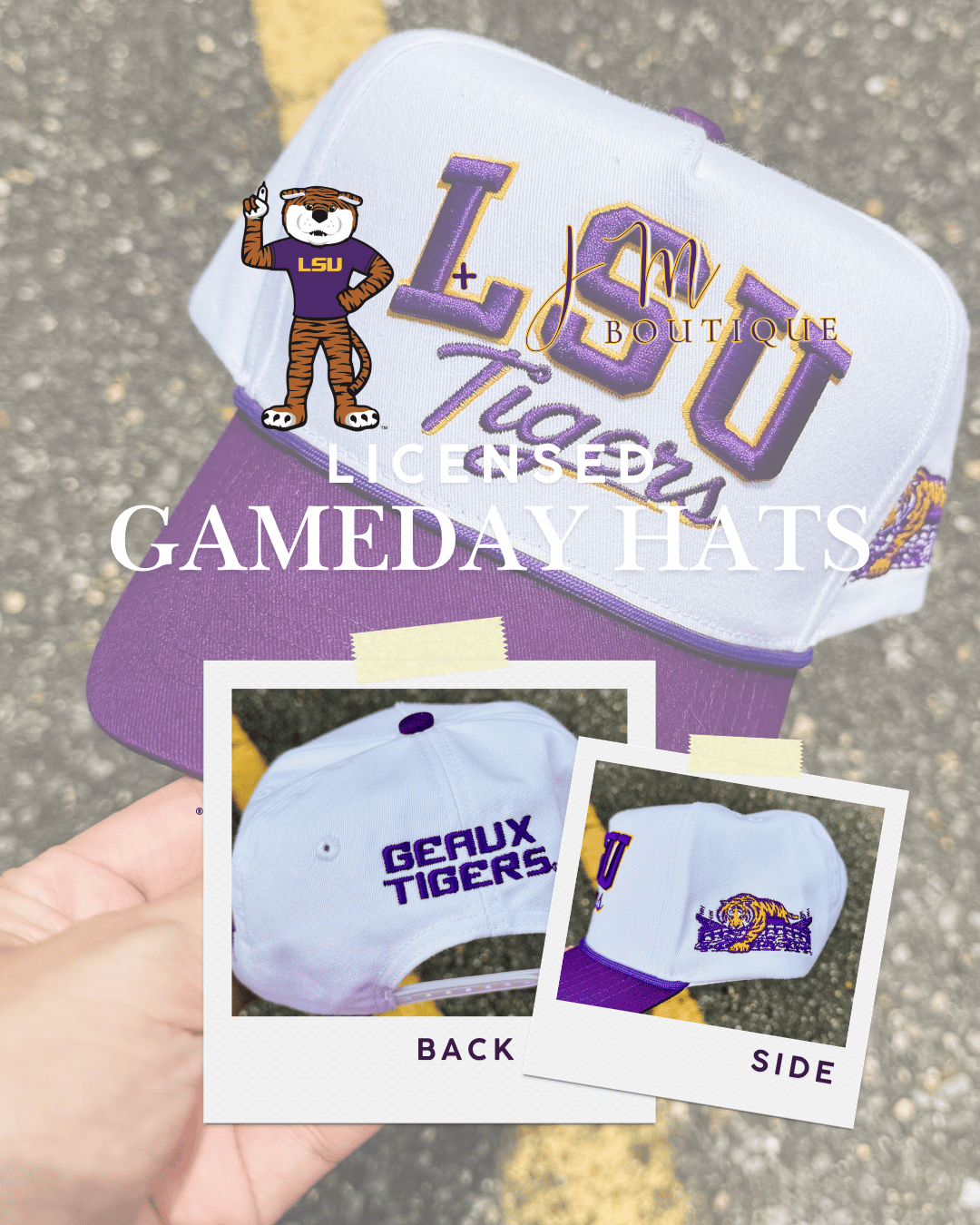 LSU Tigers Licensed Stacked Adjustable Hat - White/Purple