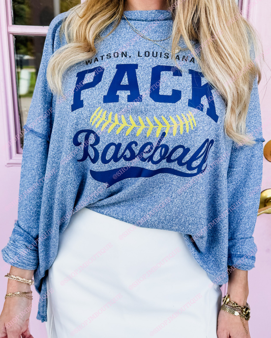 PRE ORDER Design 37 - Women's Exposed Seam L/S Tee - Dusty Blue