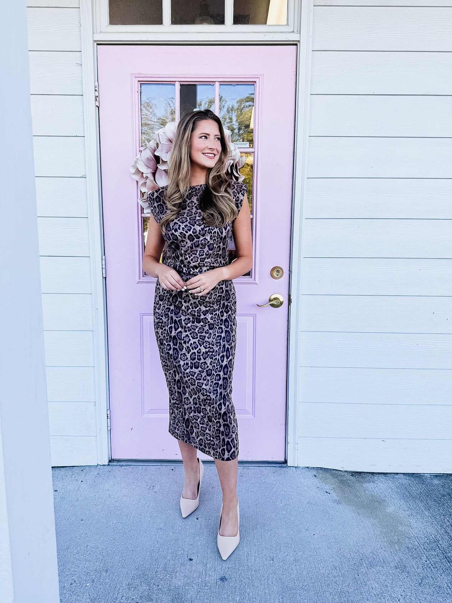 Take Charge Round Neck Sleeveless Midi Dress - Taupe