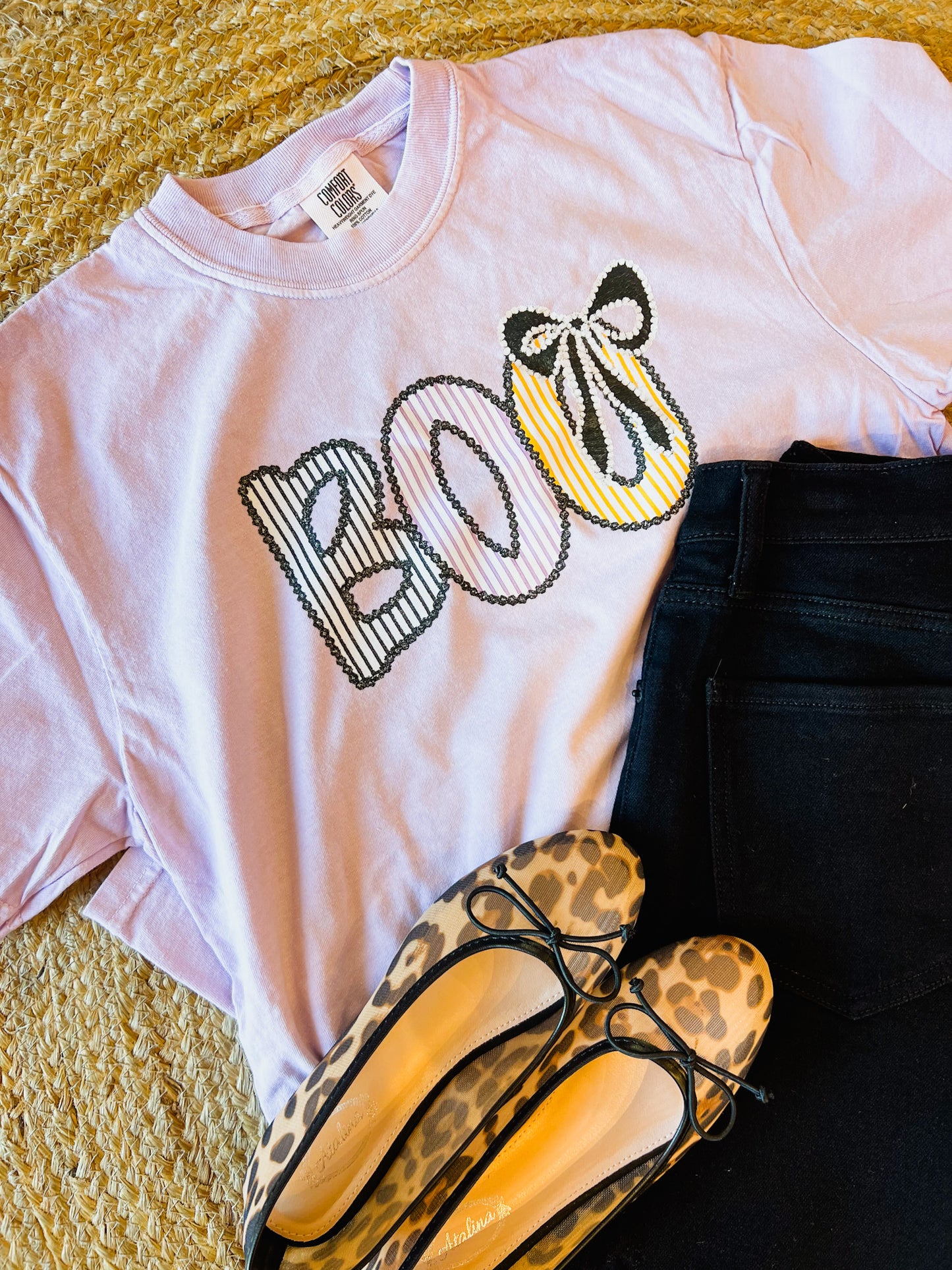 Boo Bow Graphic Tee - Lilac