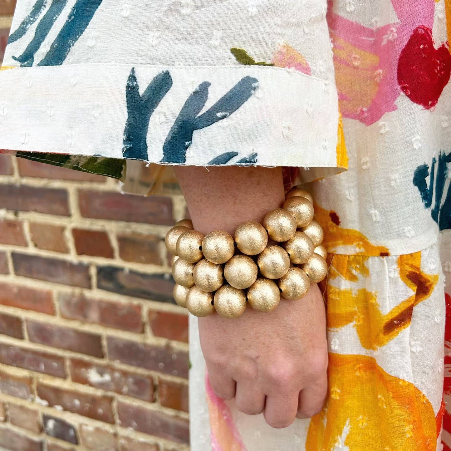 Chic Chunky Ball Bracelet - Brushed Gold