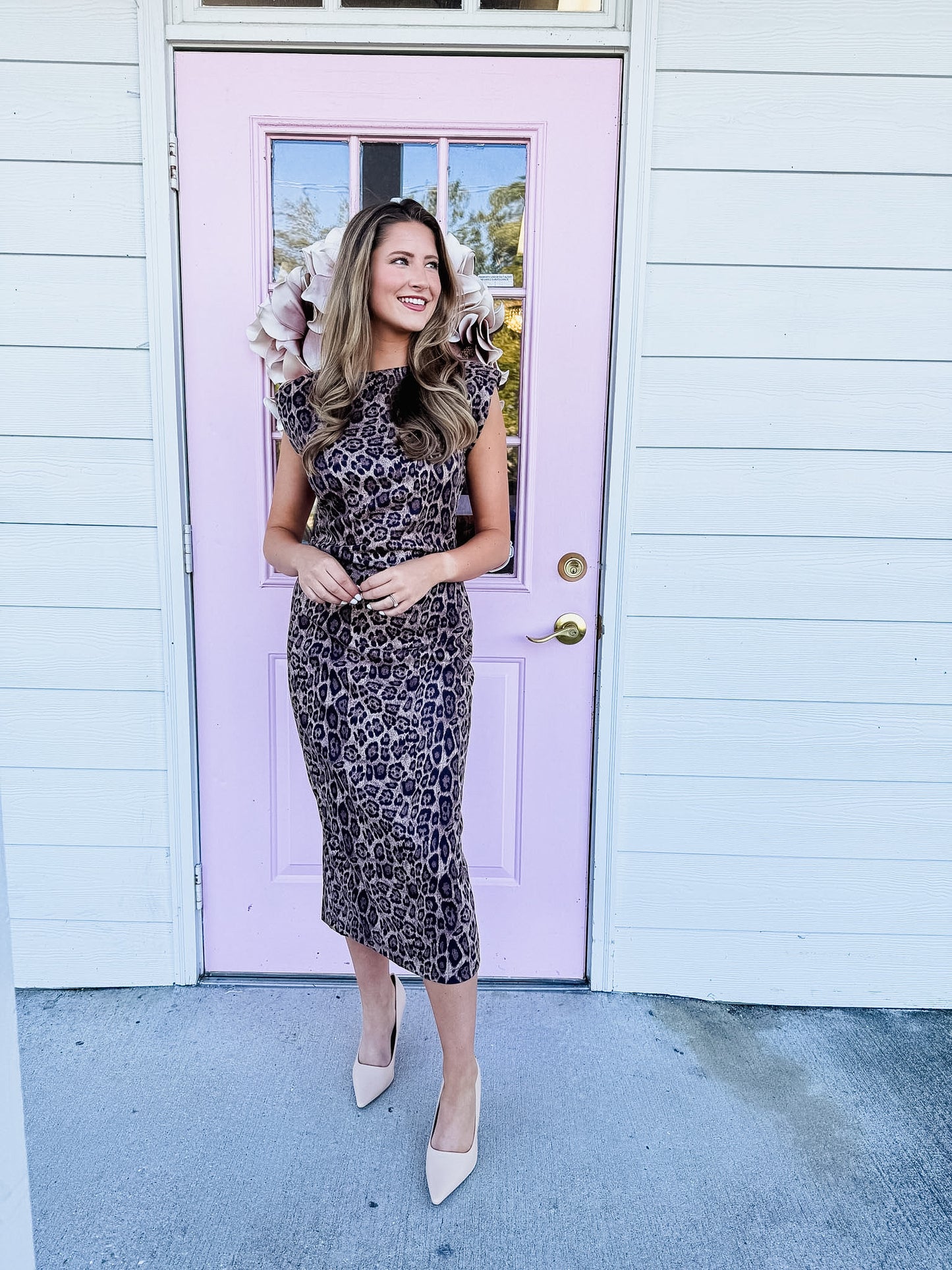 Take Charge Round Neck Sleeveless Midi Dress - Taupe