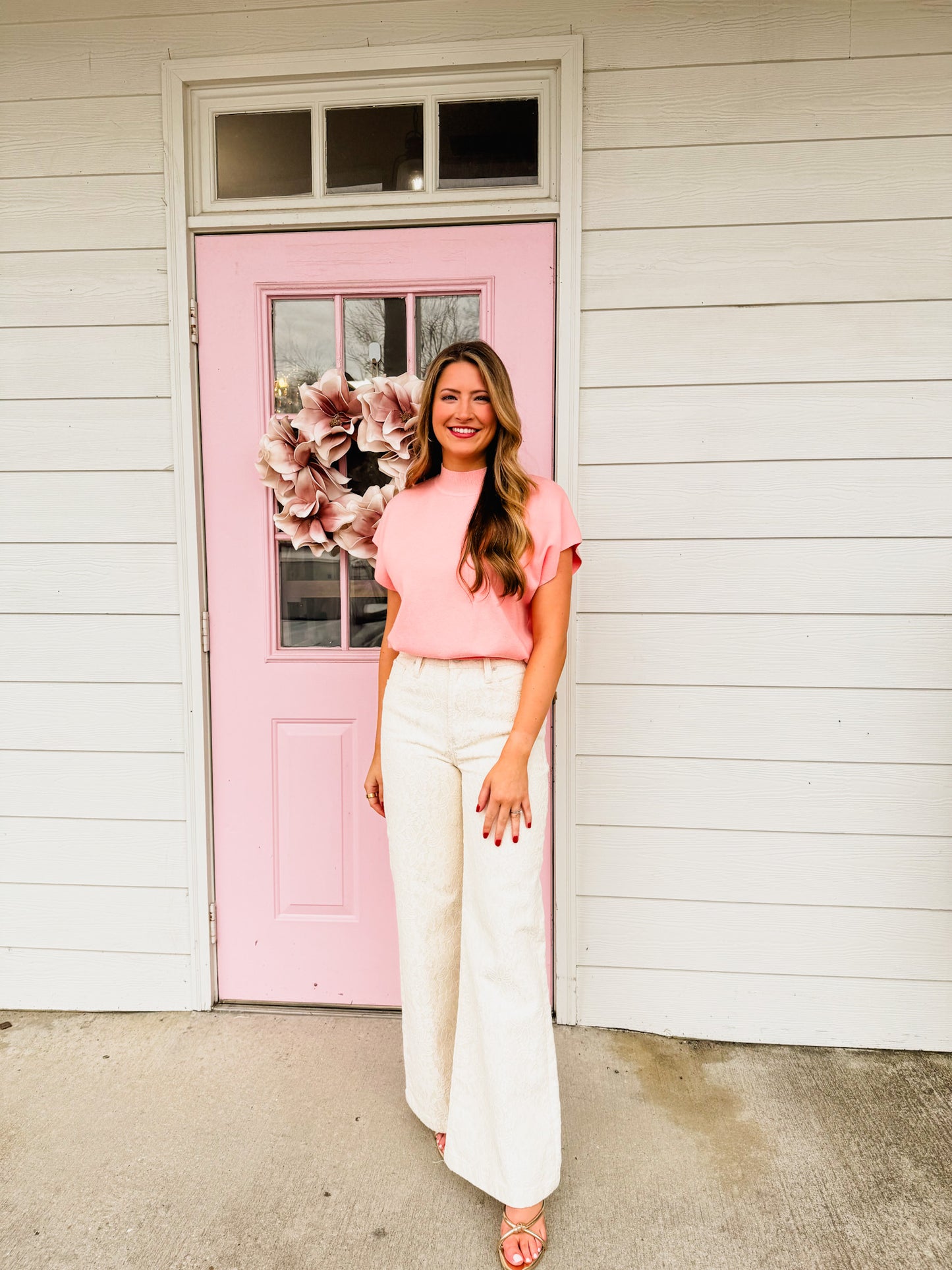 Must Have Mock Neck Short Sleeve Top - Apricot